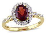 Garnet and White Topaz Fashion Ring 2 Carat (ctw) with Diamonds in 14K Yellow Gold